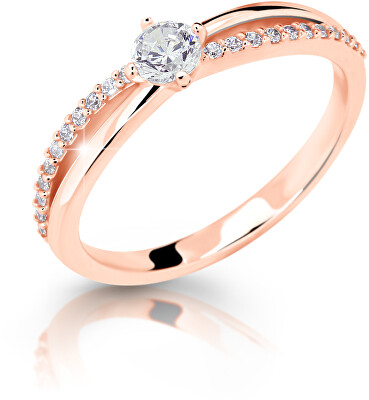Cutie Jewellery - Něžný třpytivý prsten z růžového zlata Z6728–2837-10-X-4