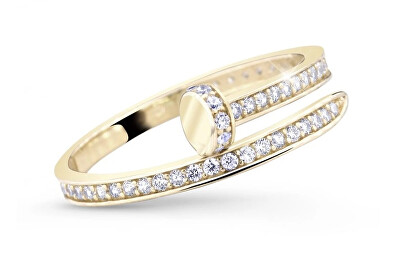 Cutie Jewellery - Okouzlující prsten ze žlutého zlata se zirkony Z5020-10-X-1