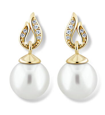 Cutie Jewellery - Působivé perlové náušnice ze žlutého zlata Z6397-3125-10-X-1