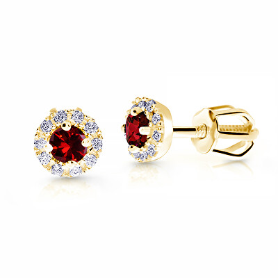 Cutie Jewellery - Půvabné zlaté náušnice s červenými zirkony Z9002-3100-30-40-X-1