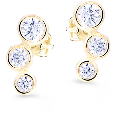Cutie Jewellery - Půvabné zlaté náušnice s třpytivými zirkony Z8030-30-10-X-1