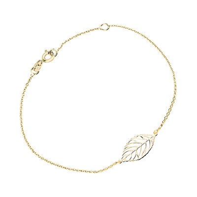 Cutie Jewellery - Půvabný dámský náramek ze žlutého zlata Lístek Z0131-60-X-1