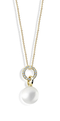 Cutie Jewellery - Půvabný perlový přívěsek ze žlutého zlata se zirkony Z6303-3123-40-X-1