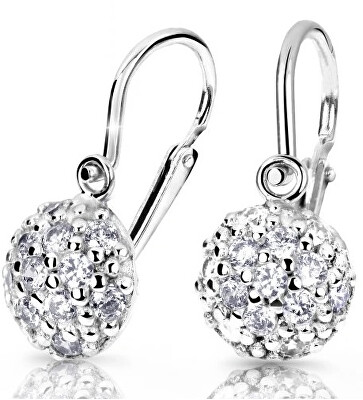 Cutie Jewellery - Třpytivé dětské náušnice z bílého zlata C2747-10-10-X-2