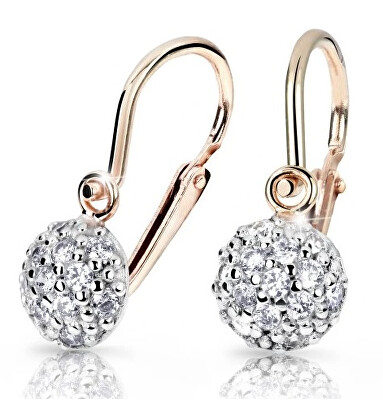 Cutie Jewellery - Třpytivé dětské náušnice z růžového zlata C2747-10-10-X-4