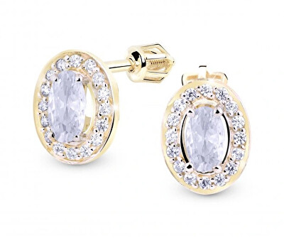 Cutie Jewellery - Třpytivé zlaté náušnice se zirkony Z8049-30-X-1