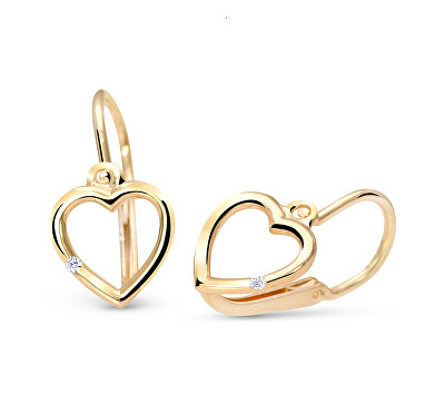Cutie Jewellery - Zlaté srdíčkové náušničky se zirkonem C2761-10-X-1