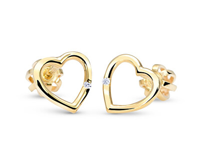 Cutie Jewellery - Zlaté srdíčkové náušničky se zirkonem C2761-30-X-1