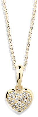 Cutie Jewellery - Zlatý přívěsek ve tvaru srdce se zirkony Z6295-2383-40-10-X-1