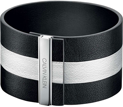 Calvin Klein - Černobílý kožený náramek Rebel KJ9KBB09010