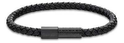 Calvin Klein - Čierny kožený náramok Industrial Facets 35100088