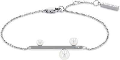 Calvin Klein - Elegantní ocelový náramek s perlami Minimal Pearl 35000177