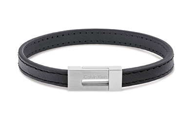 Calvin Klein - Elegantní pánský náramek z černé kůže Exposed 35100020
