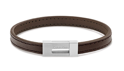 Calvin Klein - Elegantní pánský náramek z hnědé kůže Exposed 35100021