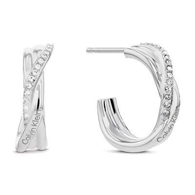Calvin Klein - Moderní ocelové náušnice kruhy Crystallized Weave 35000578