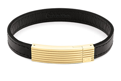 Calvin Klein - 2. JAKOST -  Moderní pánský bicolor náramek z černé kůže 35000269