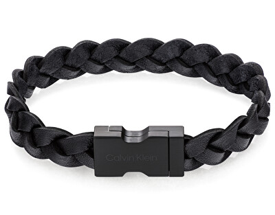 Calvin Klein - Moderní pánský náramek z černé kůže Industrial Hardware 35000568