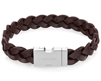 Calvin Klein - Moderní pánský náramek z hnědé kůže Industrial Hardware 35000570