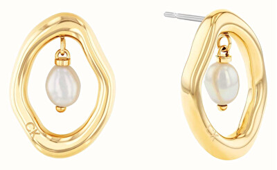 Calvin Klein - Něžné pozlacené náušnice Edgy Pearls 35000562