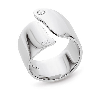 Calvin Klein - Otevřený ocelový prsten s krystalem Cherished 35000664