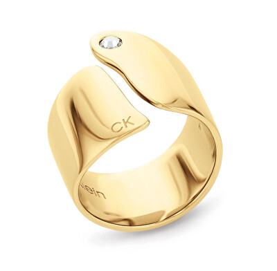 Calvin Klein - Otevřený pozlacený prsten s krystalem Cherished 35000663