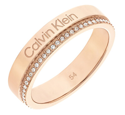 Calvin Klein - Pozlacený prsten s krystaly Minimal Linear 35000202