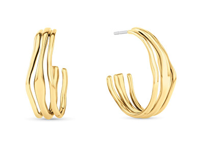 Calvin Klein - Půlkruhové pozlacené náušnice z oceli CK Wavy 35000721