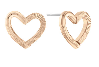 Calvin Klein - Půvabné bronzové náušnice Srdíčka Minimalist Hearts 35000392