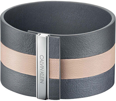 Calvin Klein - Šedobéžový kožený náramek Rebel KJ9KAB09020