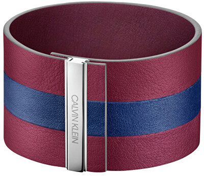 Calvin Klein - Vínovomodrý kožený náramek Rebel KJ9KLB09010