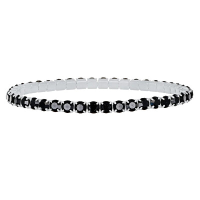 CRYSTalp - Elastický tenisový náramek s černými krystaly Aura 22270.JET.E