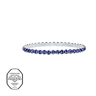 CRYSTalp - Elastický tenisový náramek s modrými Swarovski krystaly Aura 22270.SAP.E