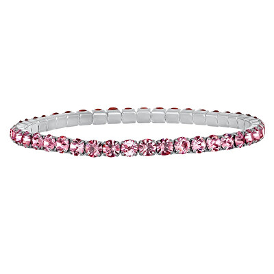 CRYSTalp - Elastický tenisový náramek s růžovými krystaly Aura 22270.LRO.E