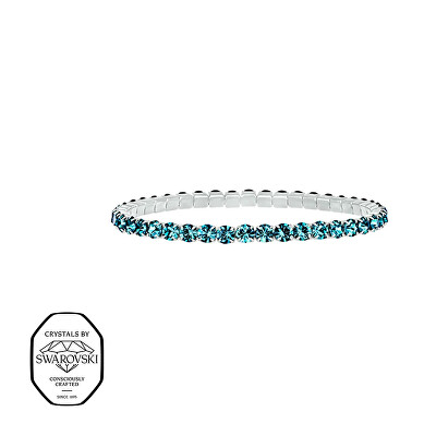 CRYSTalp - Elastický tenisový náramek s tyrkysovými Swarovski krystaly Aura 22270.LTU.E