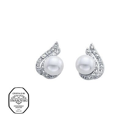 CRYSTalp - Elegantní perlové náušnice se Swarovski krystaly 42104.R