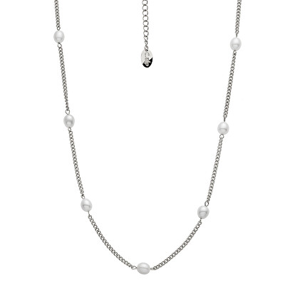 CRYSTalp - Půvabný ocelový náhrdelník s perlami Tide Pearl 12243.E
