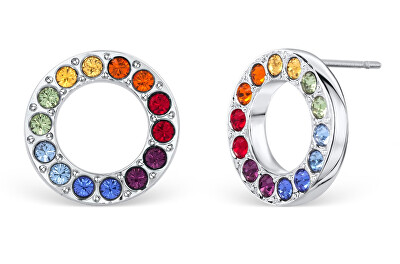 CRYSTalp - Hravé náušnice pecky se zirkony Chakra Hoop 40345.MLT.R