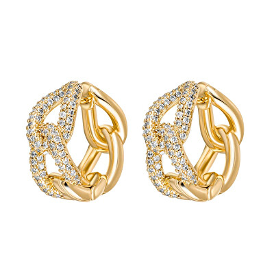 CRYSTalp - Masivní pozlacené náušnice s krystaly Luxury 42311.G