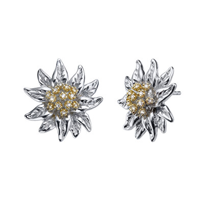 CRYSTalp - Cercei fermecători din argint Floare de colţ  cu cristale 40551