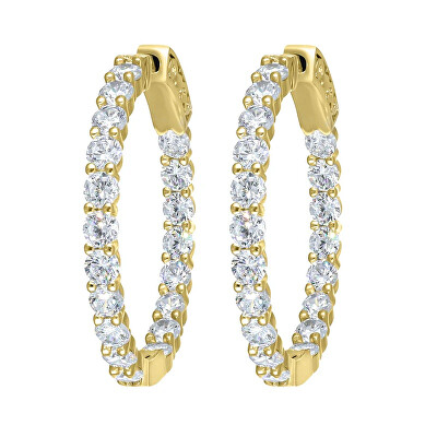 CRYSTalp - Pozlacené kruhové náušnice s krystaly Tennis 42336.G