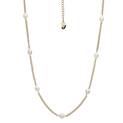 CRYSTalp - Půvabný pozlacený náhrdelník s perlami Tide Pearl 12243.EG