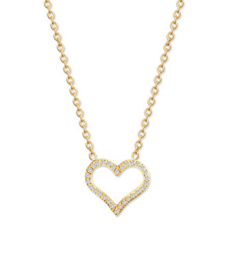 CRYSTalp - Romantický pozlacený náhrdelník s krystaly Sparkling Heart 30449.EG