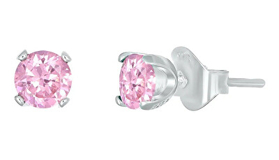 CRYSTalp - Stříbrné pecky s růžovým krystalem Feel 42270.LRO.S