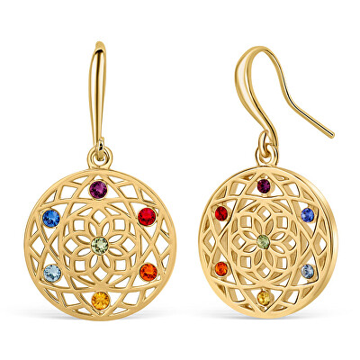 CRYSTalp - Stylové pozlacené náušnice s krystaly Chakra Flower 40191.MLT.G
