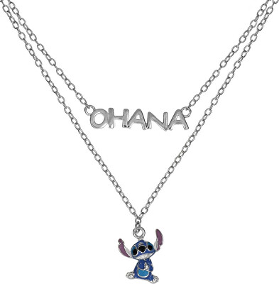 Disney - Dvojitý stříbrný náhrdelník Stitch Lilo & Stitch NS00059SRHL-17.CS (řetízek, přívěsek)