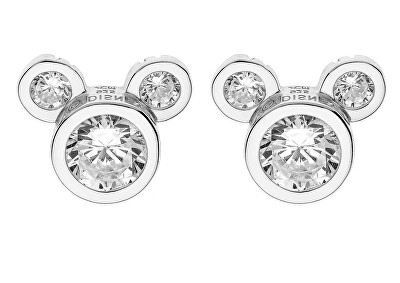 Disney - Třpytivé stříbrné náušnice pecky Mickey Mouse E902861RZWL