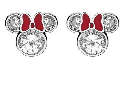 Disney - Třpytivé stříbrné náušnice pecky Minnie Mouse E902851RZWL