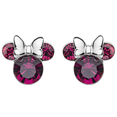 Disney - Třpytivé stříbrné náušnice pecky Minnie Mouse ES00013SFEBL.CS