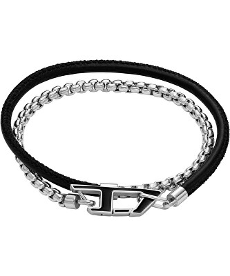 Diesel - Oblíbený ocelový náramek s kůží Stackables DX1472040