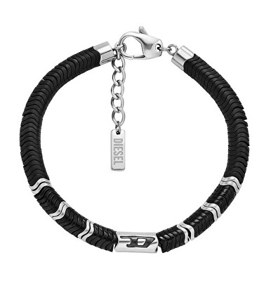 Diesel - Stylový ocelový bicolor náramek s hematitem DX1574931